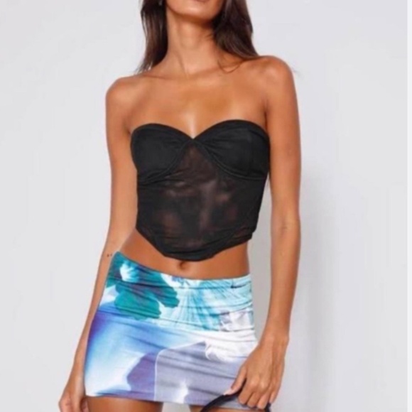 Tigermist Harpar Underwire Corset Crop Top Black - NWOT Mesh Sheer - Picture 4 of 11